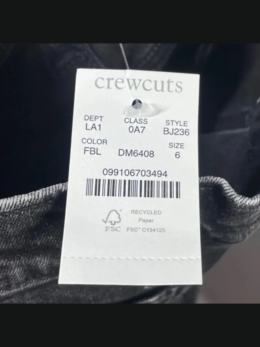 NEW J Crew Crewcuts Jeans Girls 6 black denim skinny casual preppy classic